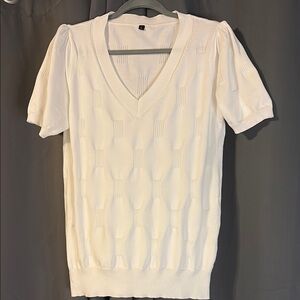 White Short Sleeve Knit Top